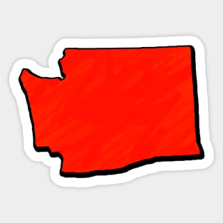 Bright Red Washington Outline Sticker